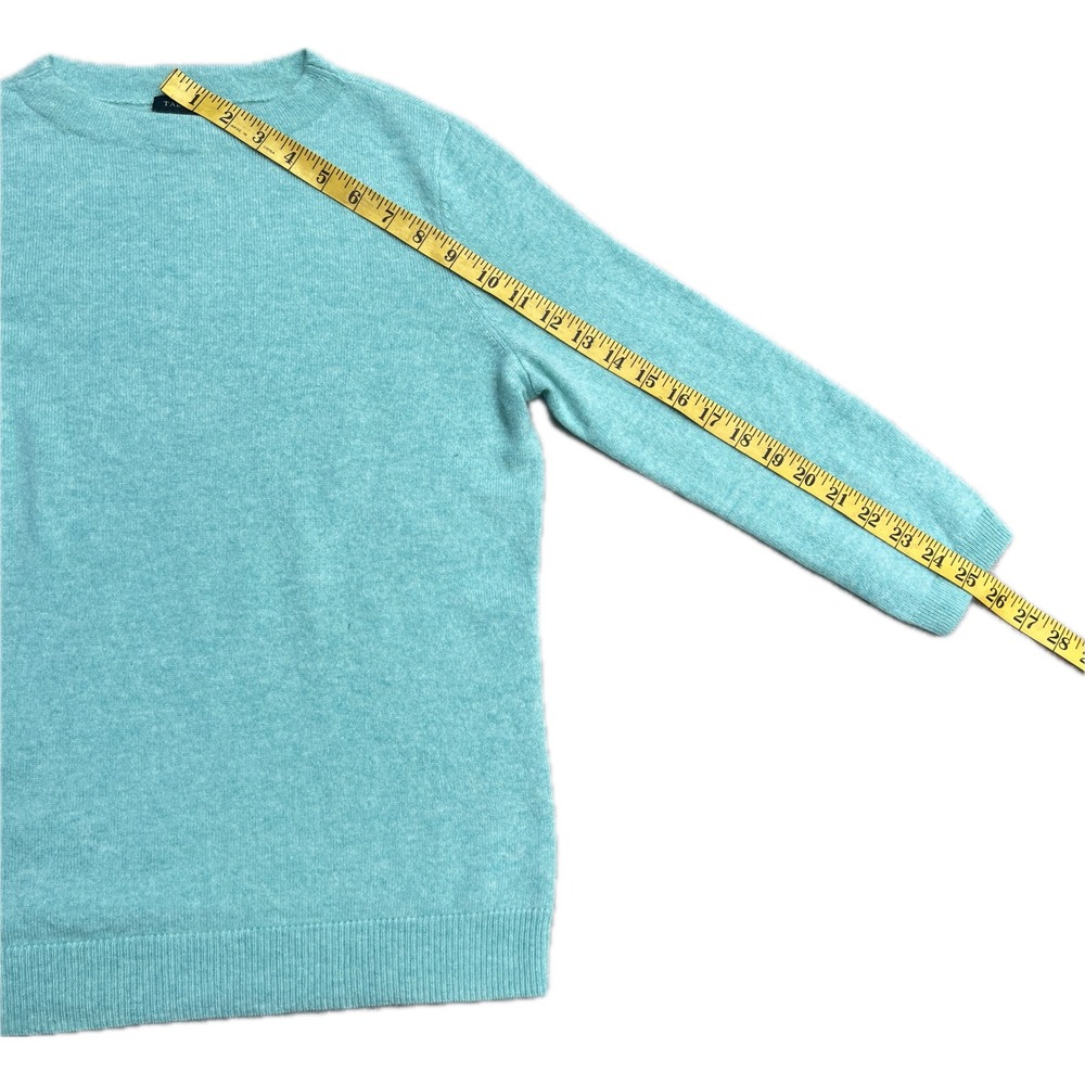 Talbots Pure Cashmere Crewneck Sweater Aqua Turquoise 3/4 Sleeve Womens Medium - Picture 6 of 11